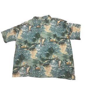 Aloha Republic Size 4XL 100% Cotton Short Sleeve Button Up Hawaiian Shirt‎ USA